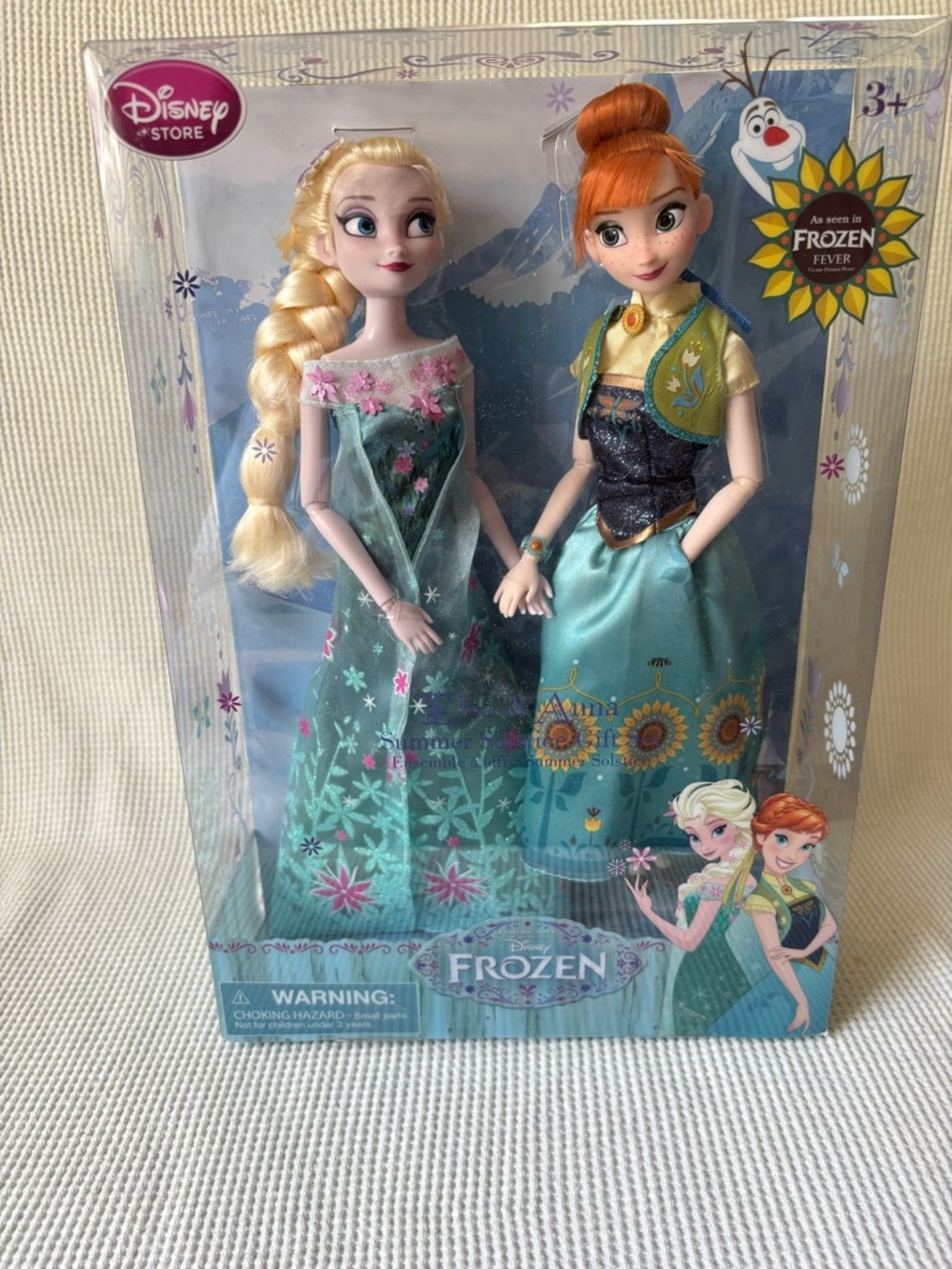 Disney Store FROZEN FEVER Doll set Birthday ELSA and ANNA Summer Solstice 2-PACK